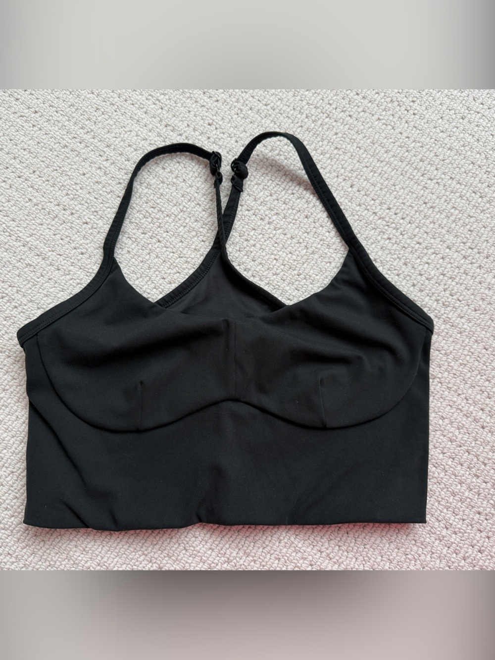 Varley Black Longline Adjustable-Strap Sports Bralette